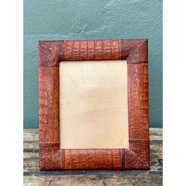 Mid-Century Modern Vintage Cuban Crocodile Wrapped Picture Frame For Sale - Image 3 of 12
