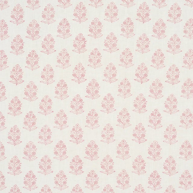 SAMPLE - Schumacher Aditi Hand Blocked Print Fabric In Blush For Sale