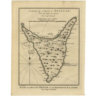 Antique Map of Anjouan or Ndzuani Island, 1749 For Sale