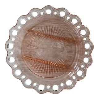 Antique Pink Depression Glass Celery Dish For Sale