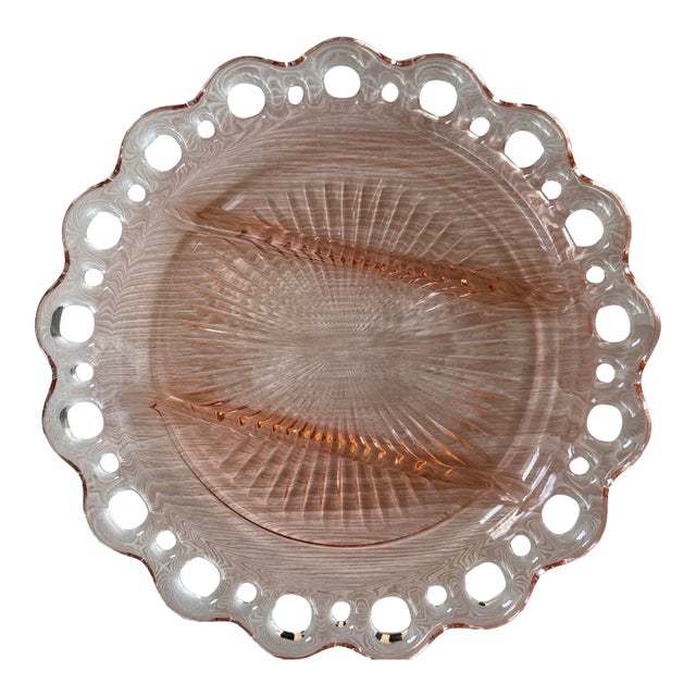 Antique Pink Depression Glass Celery Dish For Sale
