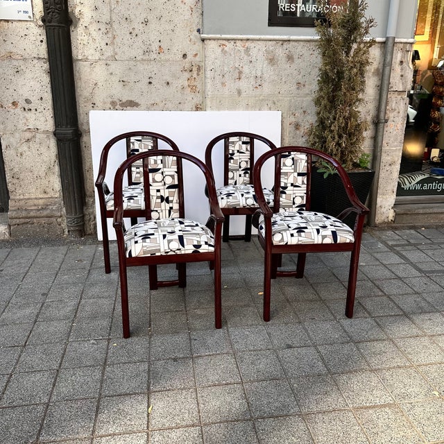 Art Deco Chairs in Upholstered in Euphoria Cubista from Misia Paris, France, 1970s, Set of 4 For Sale - Image 17 of 18
