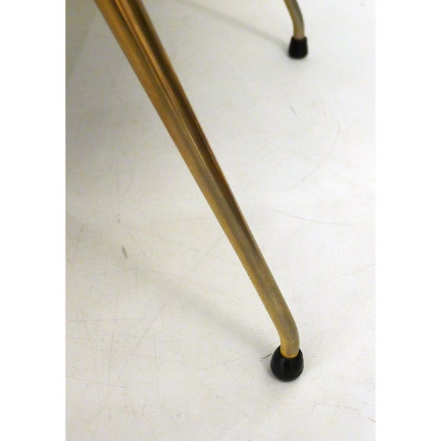 1960s Vintage Ottoman with Tapered Gold Legs and Black Faux Leather Seat, 1960s For Sale - Image 5 of 13