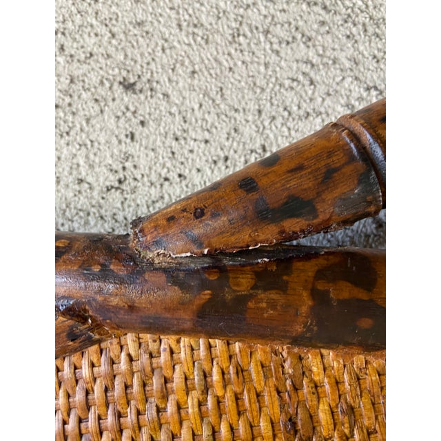 British Colonial Burnt Bamboo and Grasscloth Queen Headboard For Sale - Image 9 of 12