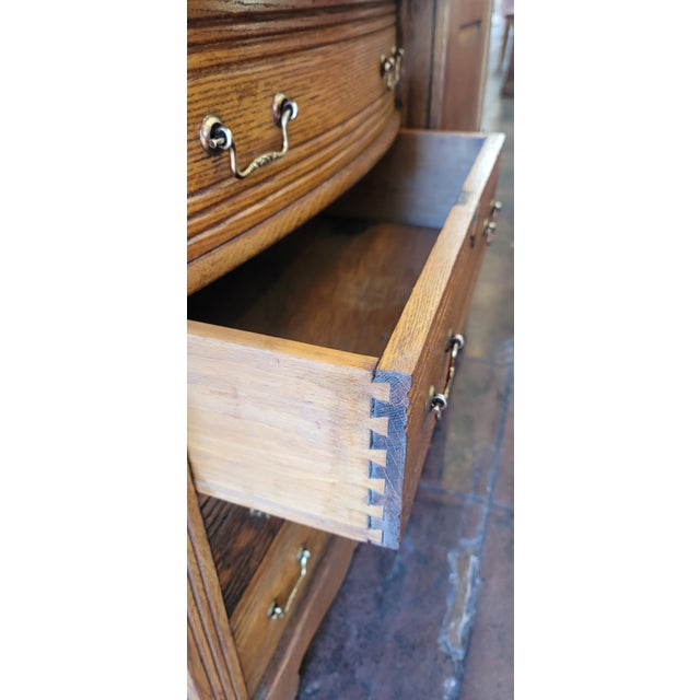 Gold 1900s Antique Oak Medical Cabinet Dental Cabinet Victorian With Pull Out Desk For Sale - Image 8 of 17