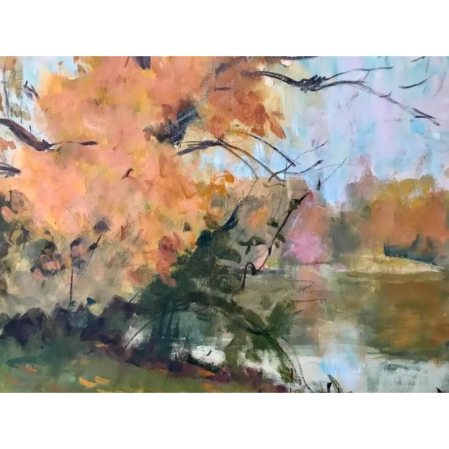 American Vintage American Impressionist Oil Painting New England Fall Colors by Harry Barton 22" X 26" For Sale - Image 3 of 9