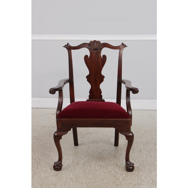 Chippendale Set of 12 Henkel Harris Clawfoot Mahogany Dining Room Chairs For Sale - Image 3 of 15