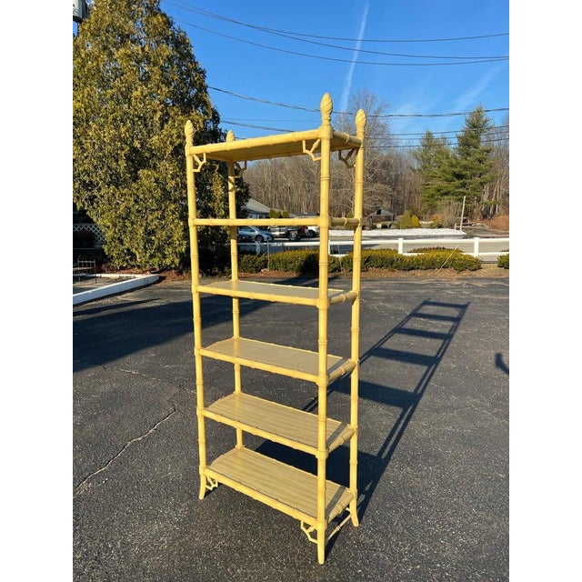 Century Furniture Palm Beach Regency Yellow Faux Bamboo Etagere Bookcase For Sale - Image 4 of 18