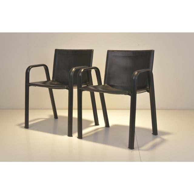 Armchairs in Black Leather from Poltrona Frau, 1980s, Set of 2 For Sale - Image 11 of 15
