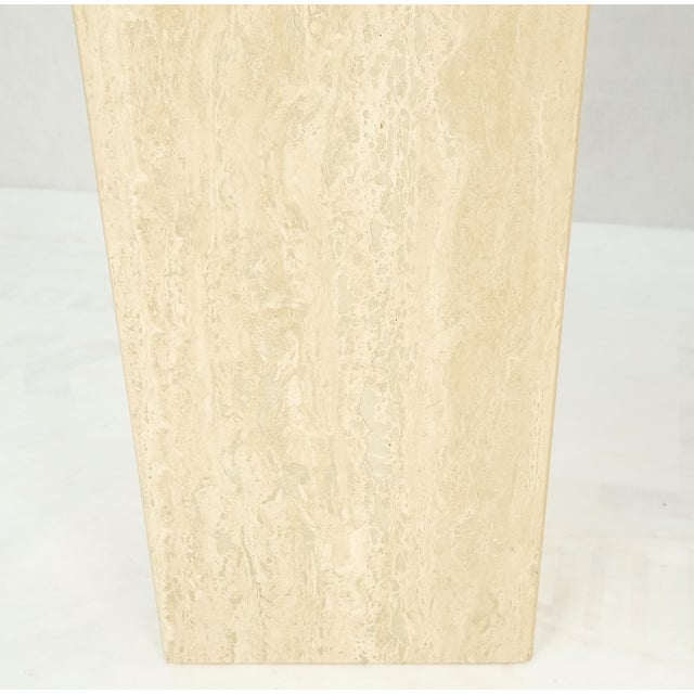Cream Pair of 10" Square Italian Mid Century Modern Travertine Pedestals Stands MINT! For Sale - Image 8 of 11