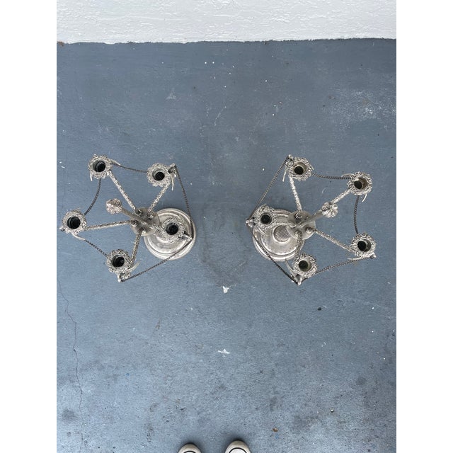 1980s Pair of Vintage Silver Neoclassical Candelabras by Bombay Company For Sale - Image 5 of 6