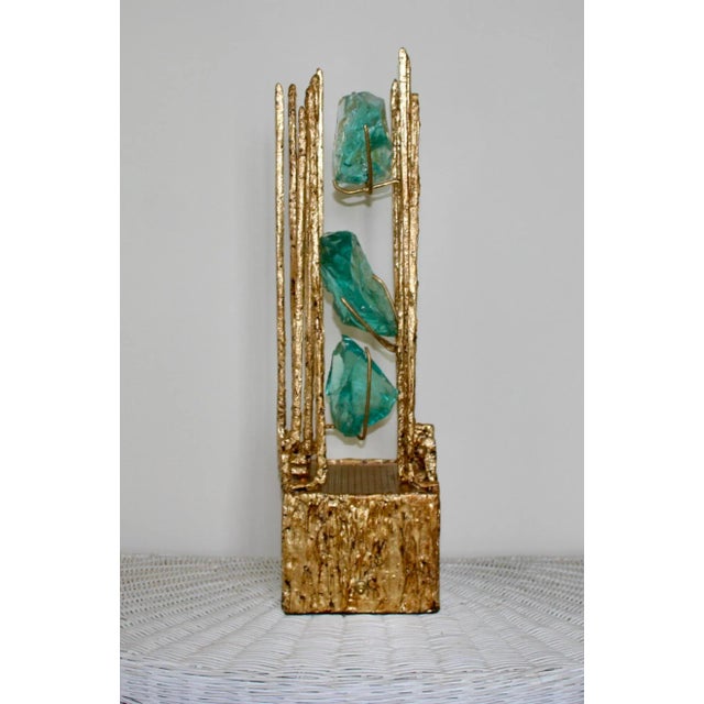 Metal Brutalist Glass Rock Lamp For Sale - Image 7 of 7