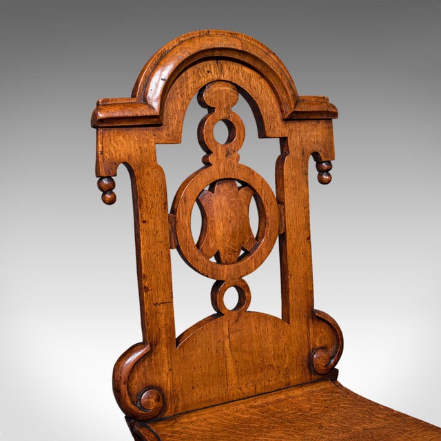 Wood Antique Reception Hall Chair, Scottish, Oak, Side, Occasional Seat, Victorian For Sale - Image 7 of 10