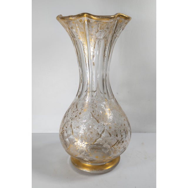 19th Century French or Bohemian Cut Glass Crystal Vase With Gilding For Sale In New York - Image 6 of 15