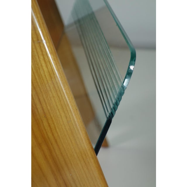 Wood Mid-Century Modern Italian Design Wood Glass Magazine Rack, 1950s For Sale - Image 7 of 14