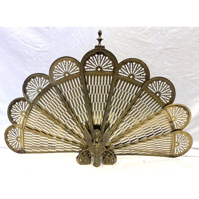 Vintage 1950's Art Deco Peacock Fireplace Screen For Sale - Image 9 of 18