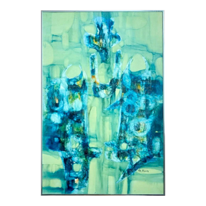 Vintage Boho Abstract Painting Oil on Canvas Signed by the Artist