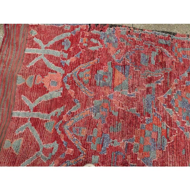 Galerie Shabab Collection Tribal Late 20th Century Handmade Moroccan Gallery Rug in Deep Red For Sale - Image 9 of 10