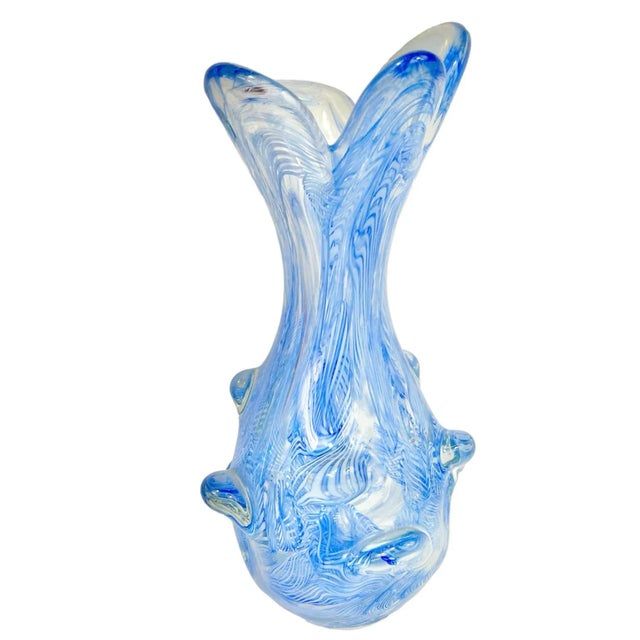 Italian 1950s Murano Glass Baby Blue Vase For Sale - Image 3 of 9