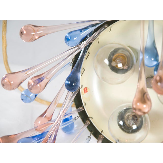 Blue Italian Chrome-Plated Metal and Glass Pendant Lamp from Stilnovo, 1960s For Sale - Image 8 of 9