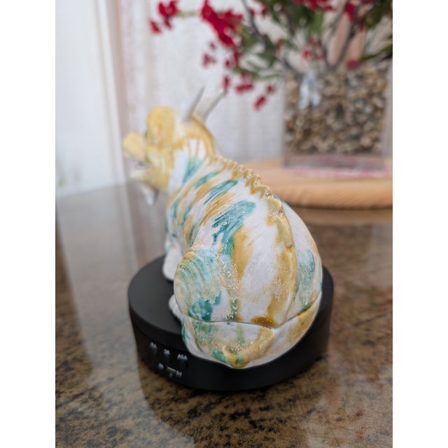 Vintage Ceramic Dragon Vessel: Asian Mythical Guardian Pottery For Sale In Orlando - Image 6 of 7