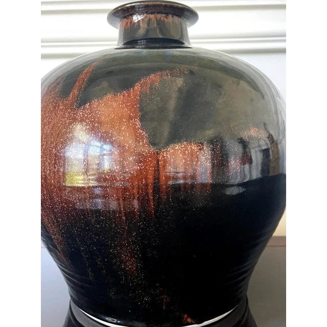 1960s Large Ceramic Jar with Tenmoku Glaze by Brother Thomas Bezanson For Sale - Image 11 of 12