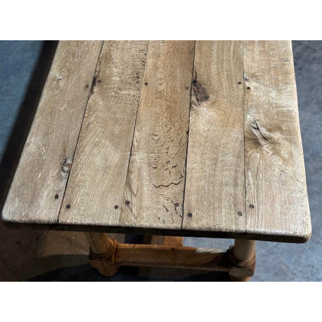 Bleached Oak Farmhouse Dining Table, 1920s For Sale - Image 10 of 18