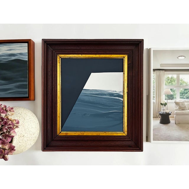 Visualization" Abstract Art in Antique Frame, Seascape Painting Transitional Wall Art by JTS For Sale - Image 4 of 10
