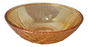 1960s Jeanette Iris Iridescent Flora Gold Small Beaded Edge Fruit Bowl