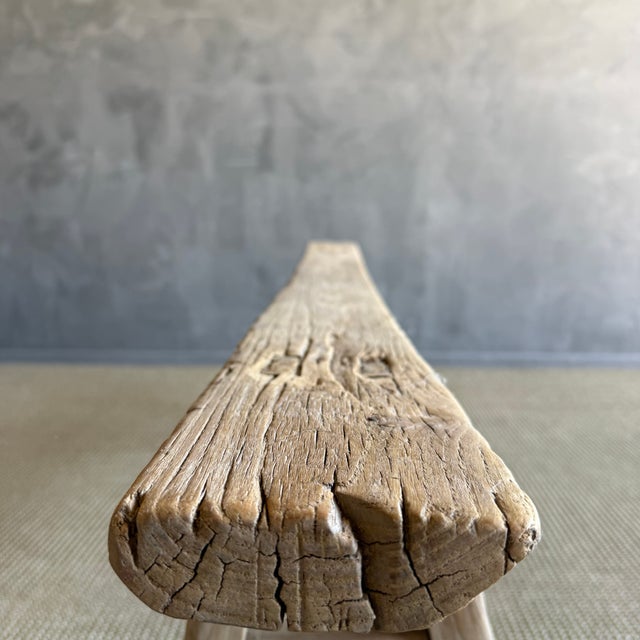 Mid 20th Century Elm Wood Skinny Bench #C10 For Sale - Image 9 of 11