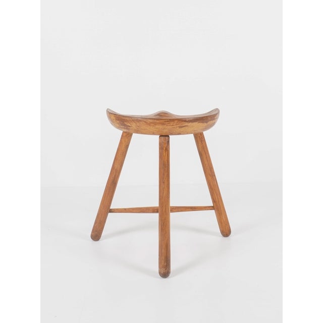 1950s Vintage Wooden Shoemaker Tripod Stool by Arne Hovmand-Olsen, 1950 For Sale - Image 5 of 13