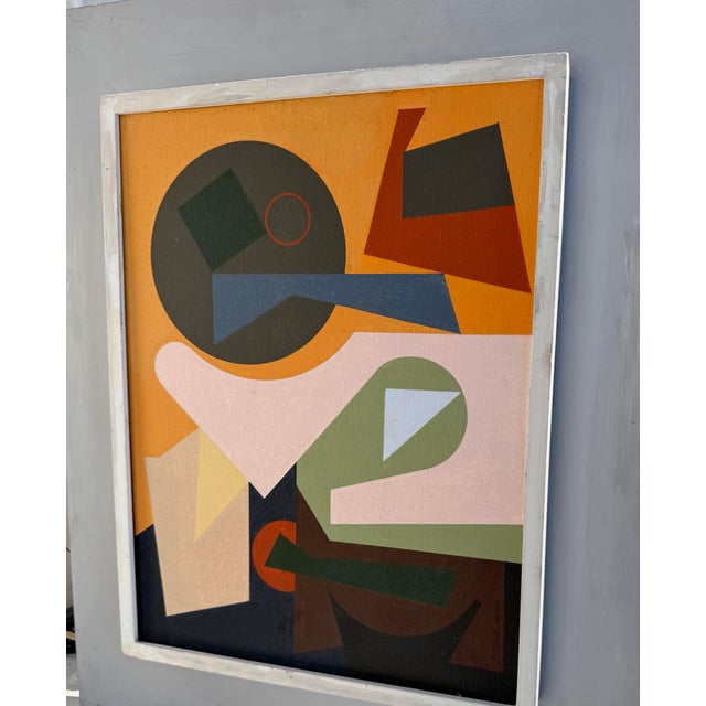 Vintage Modernist Abstract Painting by Darrell Crisp, Signed and Dated 1990. Oil on Canvas. For Sale In San Francisco - Image 6 of 9
