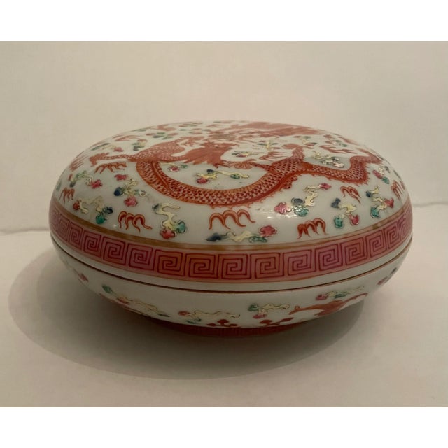 Antique Dragon Porcelain Wax Stamp Box For Sale - Image 4 of 9