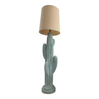 1970s Ceramic Cactus Floor Lamp with Shade For Sale