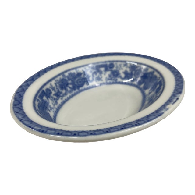 Oval Blue and White Porcelain Dish For Sale