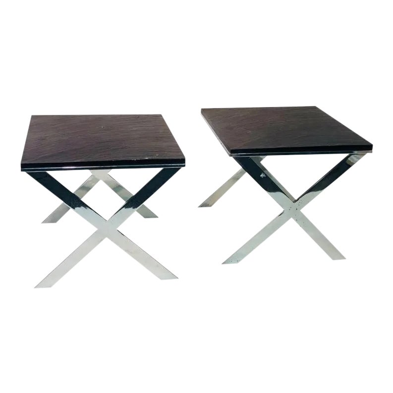 X Base Benches or Side Tables - a Pair | Chairish