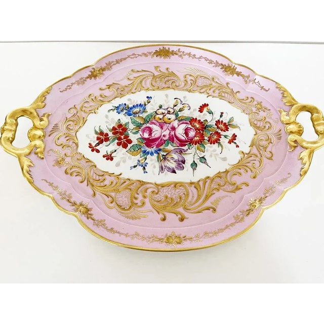 Antique French Limoges Pink Tray, 1890s For Sale - Image 6 of 6