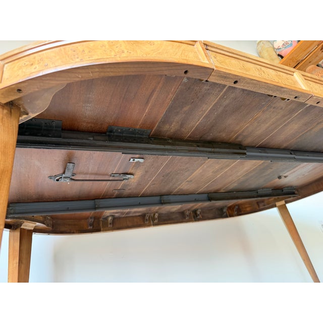 Mid Century Modern Burl Wood Expandable Dining Table For Sale - Image 16 of 18