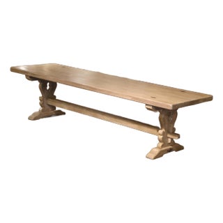 19th Century French Louis XIII Bleached Carved Oak Refectory Dining Table For Sale