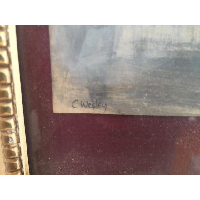 Expressionism Charles Wesley Framed Painting on Paper For Sale - Image 3 of 4