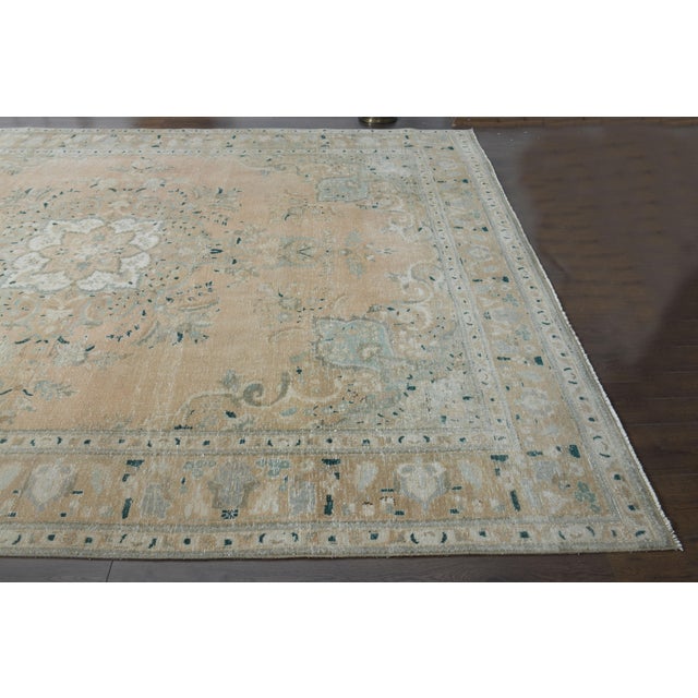 1970s 1970s Vintage Persian Handmade Wool Cotton Orange Area Rug For Sale - Image 5 of 11