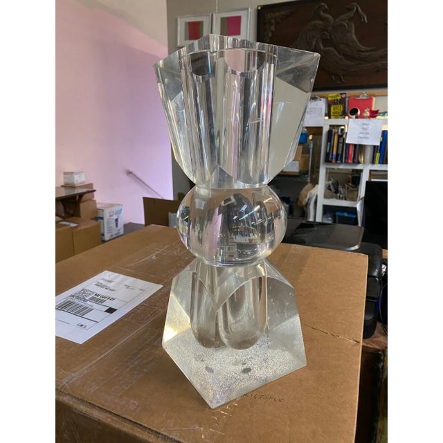 Mid-Century Modern Large Hand Sculpted Mid Century Lucite Vase For Sale - Image 3 of 12