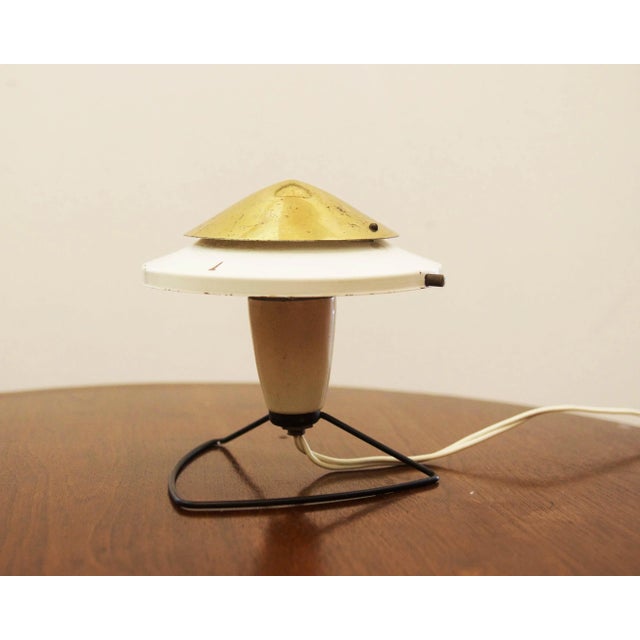 Gold White Steel & Brass Mid-Century Table or Wall Lamp, 1950s For Sale - Image 8 of 8