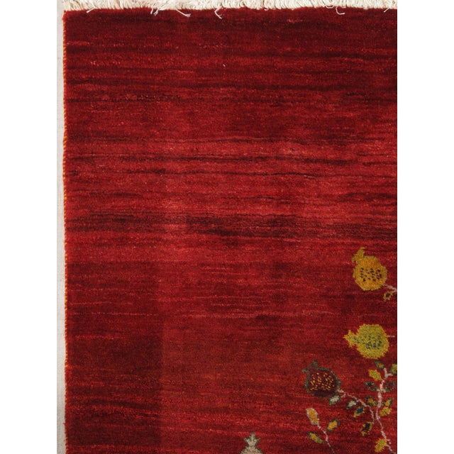 Contemporary 1980s Hand-Knotted Persian Gabbeh Rug With Tree of Life Motif 5'0" X 7'3" For Sale - Image 3 of 6
