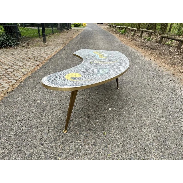 Kidney Side Table with Mosaic Top, 1950s For Sale - Image 4 of 8