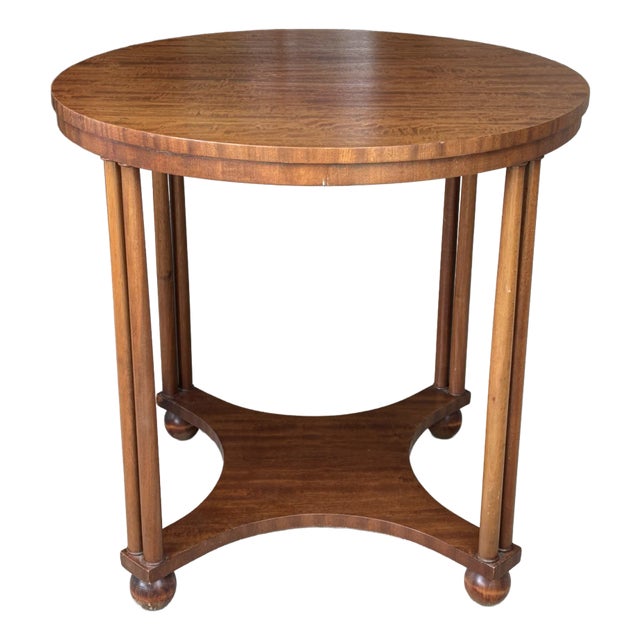 Mid-Century Modernist Wooden Round Accent Table / Occasional Table/ Gueridon For Sale