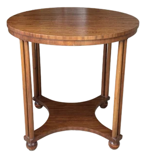 Mid-Century Modernist Wooden Round Accent Table / Occasional Table/ Gueridon