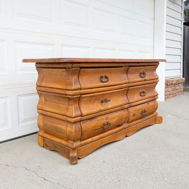 Wood Vintage Rustic Modern Solid Pine Handcrafted Six-Drawer Dresser With Natural Patina For Sale - Image 7 of 18