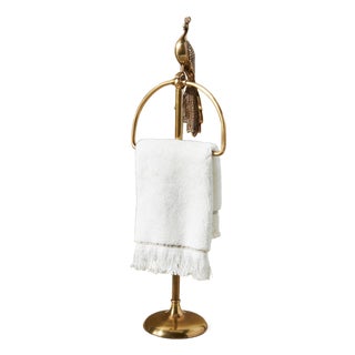 Anthropologie Ida Peacock Brass 2 Towel Freestanding Hand Towel Holders For Sale