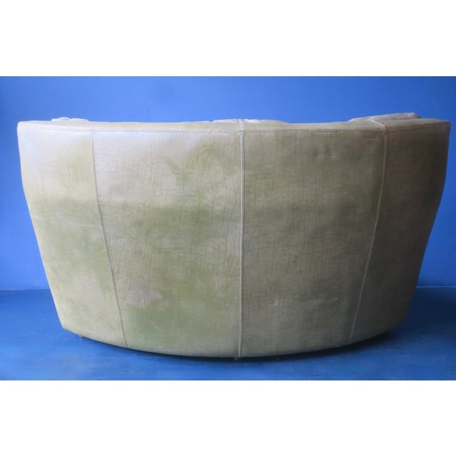 Olive Olive Green Patchwork Leather Corner Lounge Chair from Laauser, 1970s For Sale - Image 8 of 9